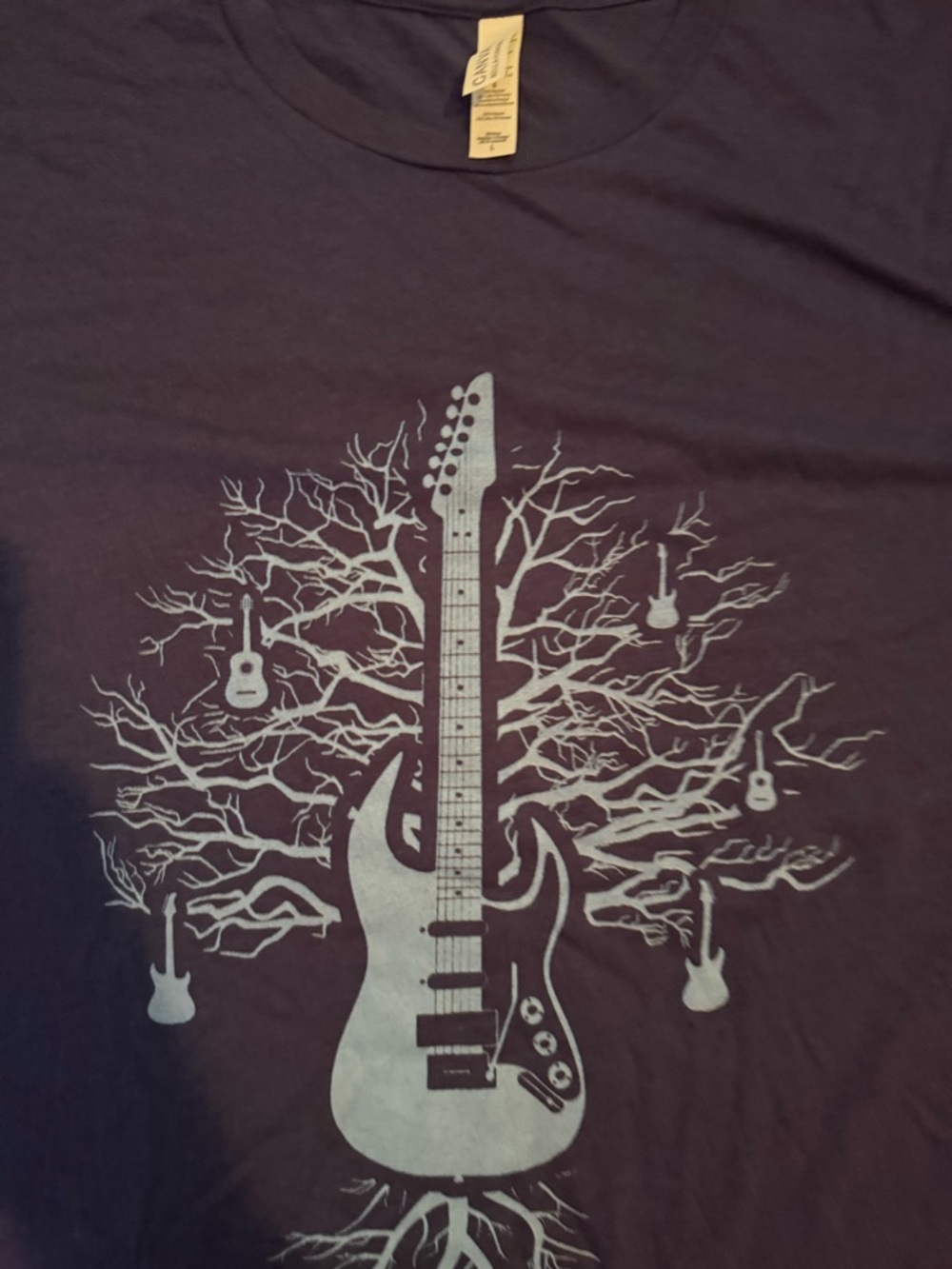Graphic Electric Guitar Tree Tee - Purple with Light Gray Print